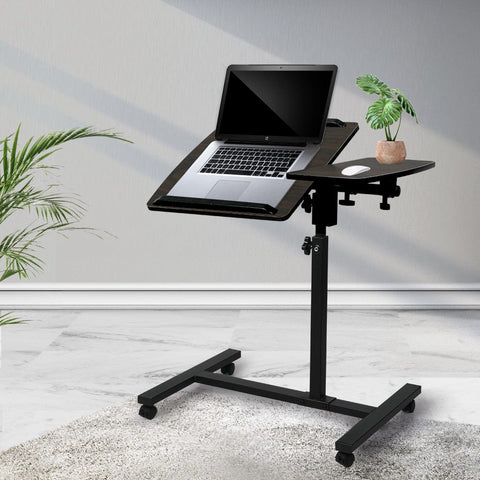Mobile Laptop Desk Adjustable Computer Table Stand Office Study Bed Dark Oak