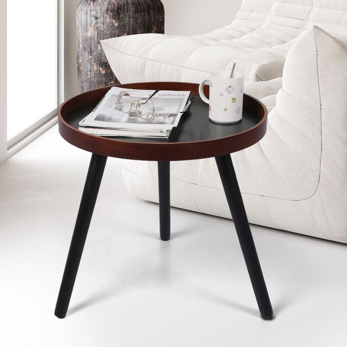Modern Coffee Table Storage Bedside Table Plant Stand Wooden-Black