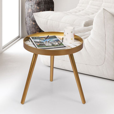 Modern Coffee Table Storage Bedside Table Plant Stand Wooden-Gold