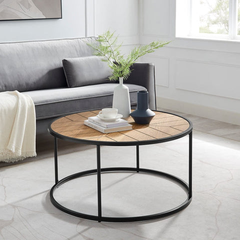 Modern Coffee Table with Engineered Wood and Metal Frame