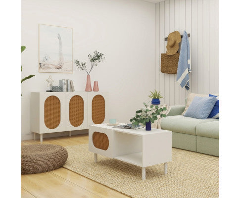 Modern design Coffee Table with Storage in White/Maple