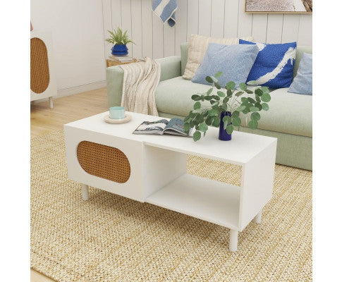 Modern design Coffee Table with Storage in White/Maple
