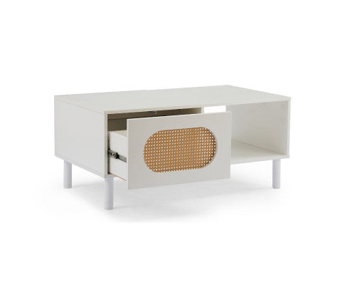 Modern design Coffee Table with Storage in White/Maple