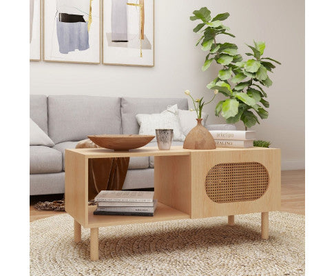 Modern design Coffee Table with Storage in White/Maple