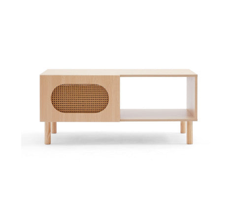 Modern design Coffee Table with Storage in White/Maple