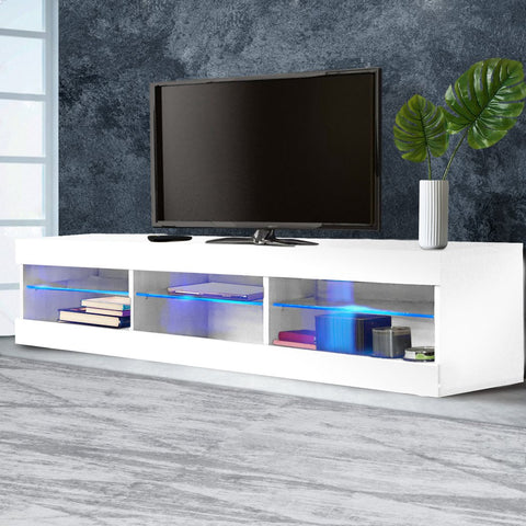 Living Room Modern LED Entertainment Unit Storage Stand-white