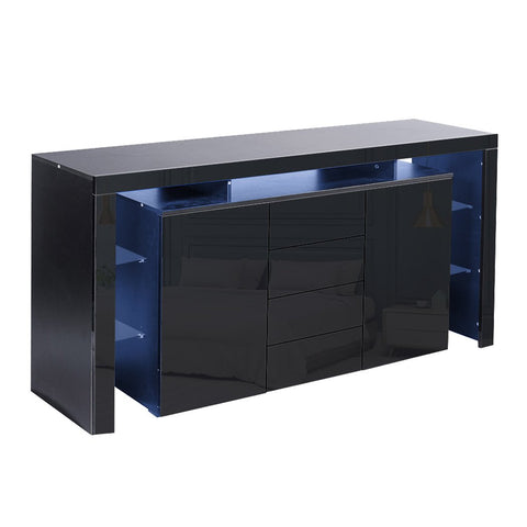 dining room Modern Sideboard Cabinet Storage Cupboard Drawers Black 192Cm