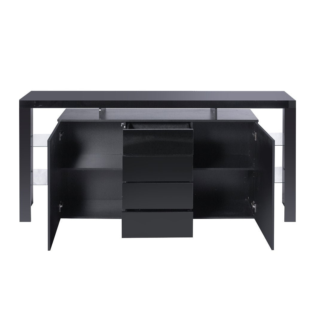 dining room Modern Sideboard Cabinet Storage Cupboard Drawers Black 192Cm