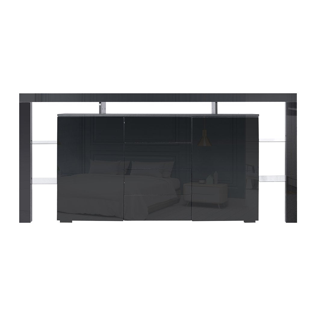 dining room Modern Sideboard Cabinet Storage Cupboard Drawers Black 192Cm