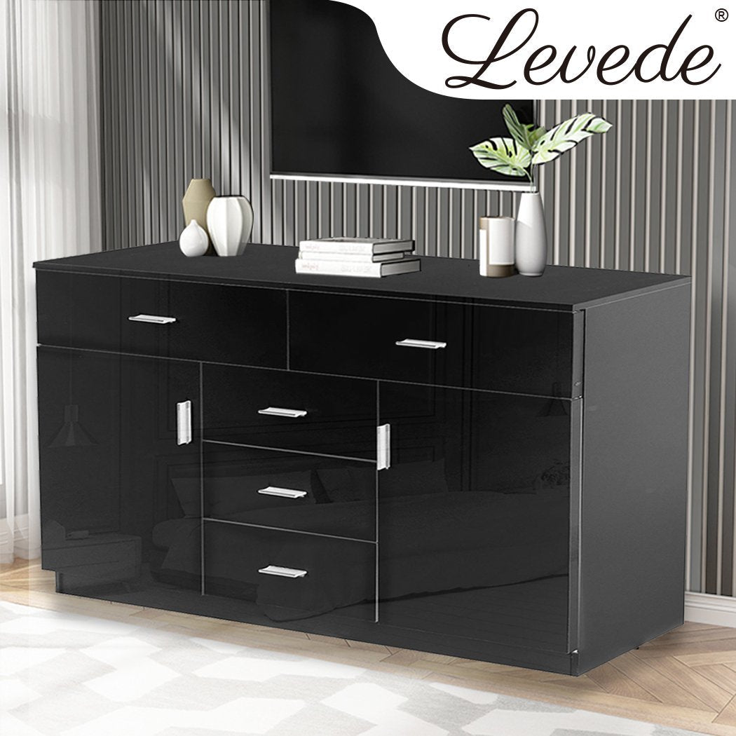 dining room Modern Sideboard Cabinet Storage Drawers Black