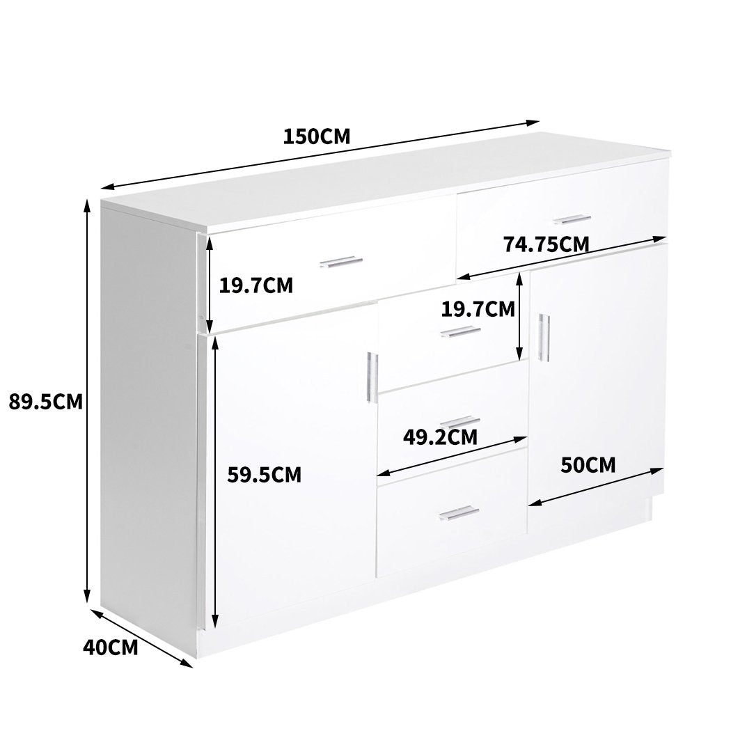 dining room Modern Sideboard Cabinet Storage Drawers White