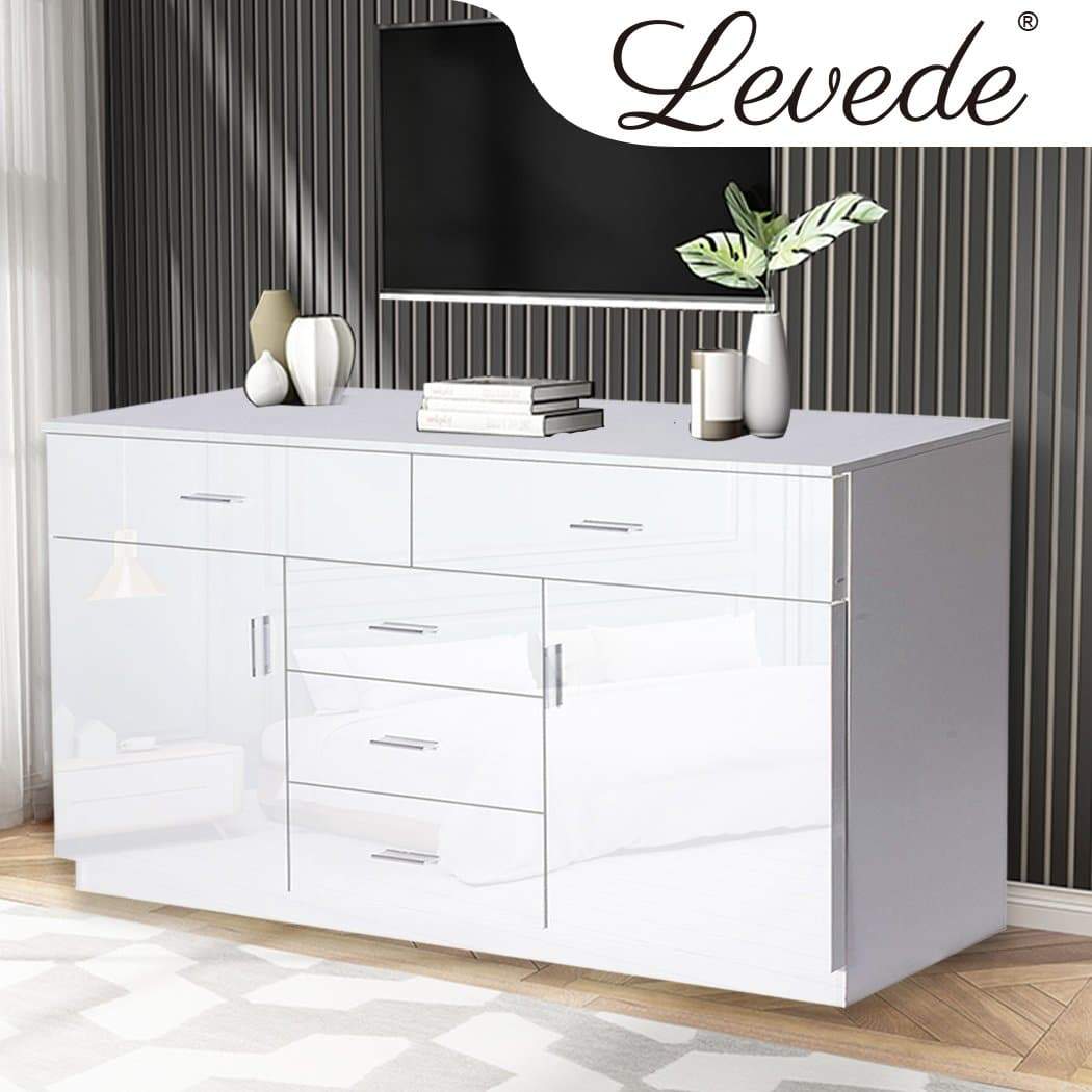 dining room Modern Sideboard Cabinet Storage Drawers White