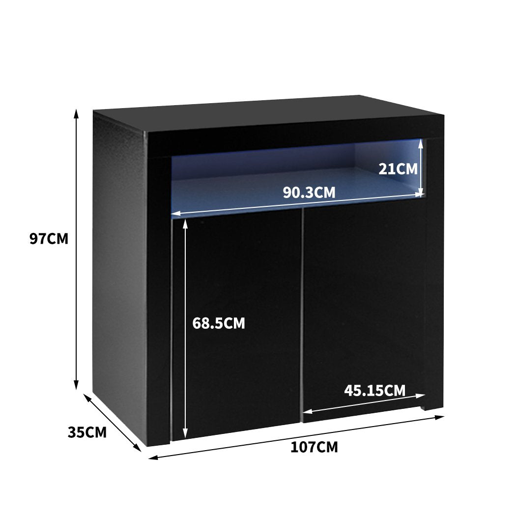 dining room Modern Sideboard Cabinet Storage Furniture Led Black
