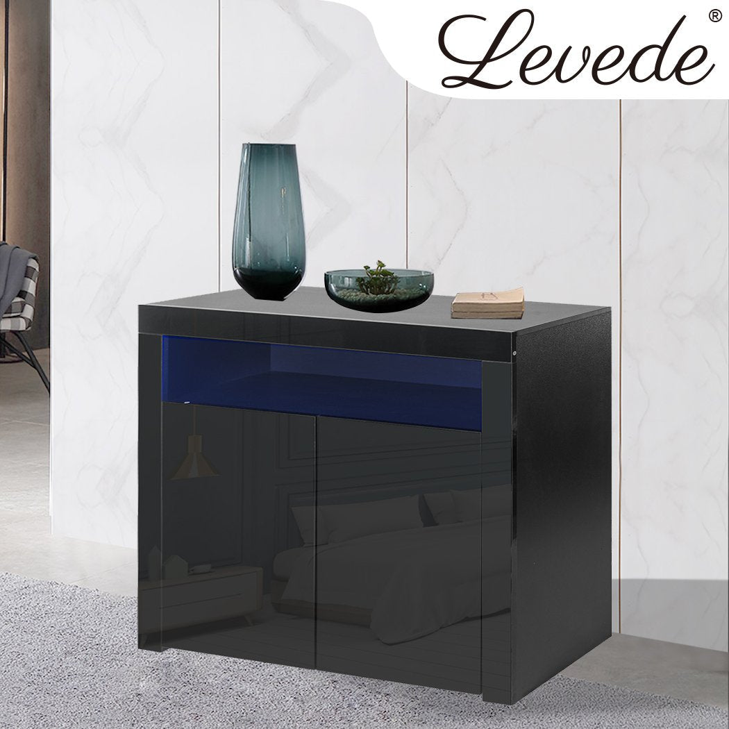 dining room Modern Sideboard Cabinet Storage Furniture Led Black