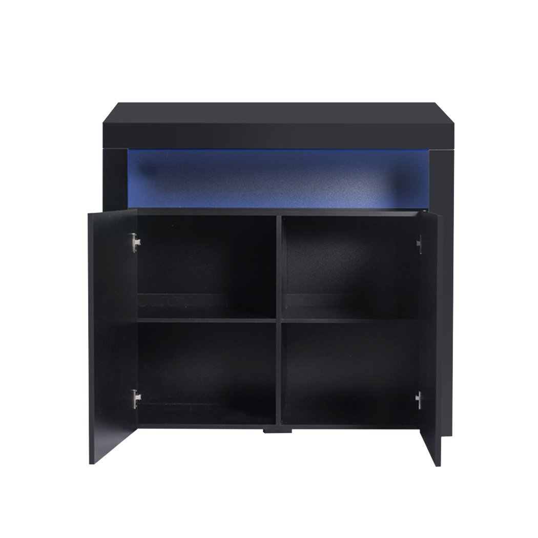 dining room Modern Sideboard Cabinet Storage Furniture Led Black