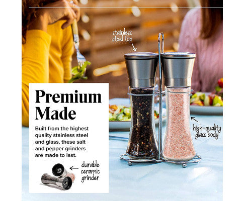 Modern Stainless Steel Salt and Pepper Grinder Set
