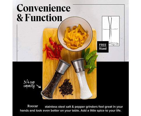 Modern Stainless Steel Salt and Pepper Grinder Set