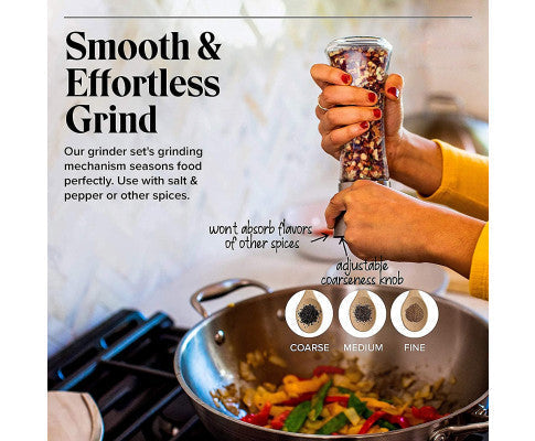 Modern Stainless Steel Salt and Pepper Grinder Set