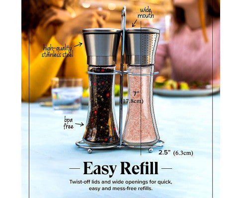 Modern Stainless Steel Salt and Pepper Grinder Set