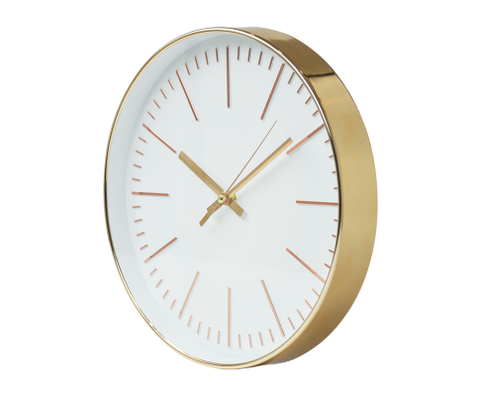 Modern Silent Wall Clock - Quartz Battery Operated Gold