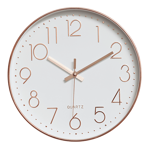 Modern Wall Clock Silent Non-Ticking Quartz Battery Operated Rose Gold