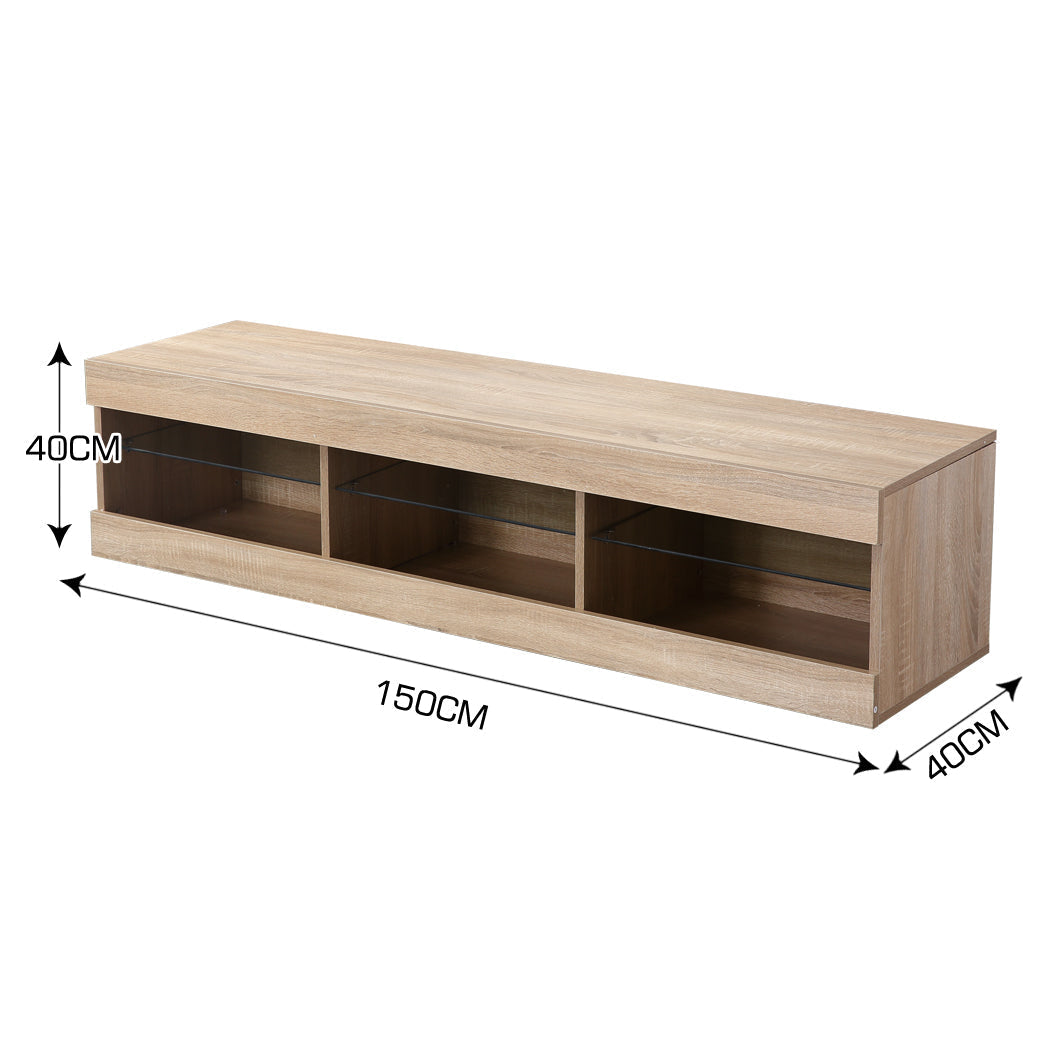 Modern Wood LED Entertainment Unit Storage Stand -oak