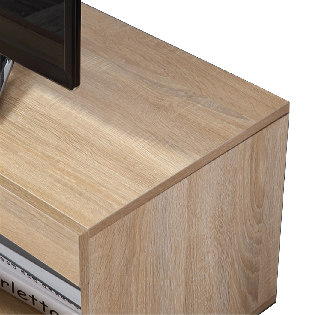 Modern Wood LED Entertainment Unit Storage Stand -oak