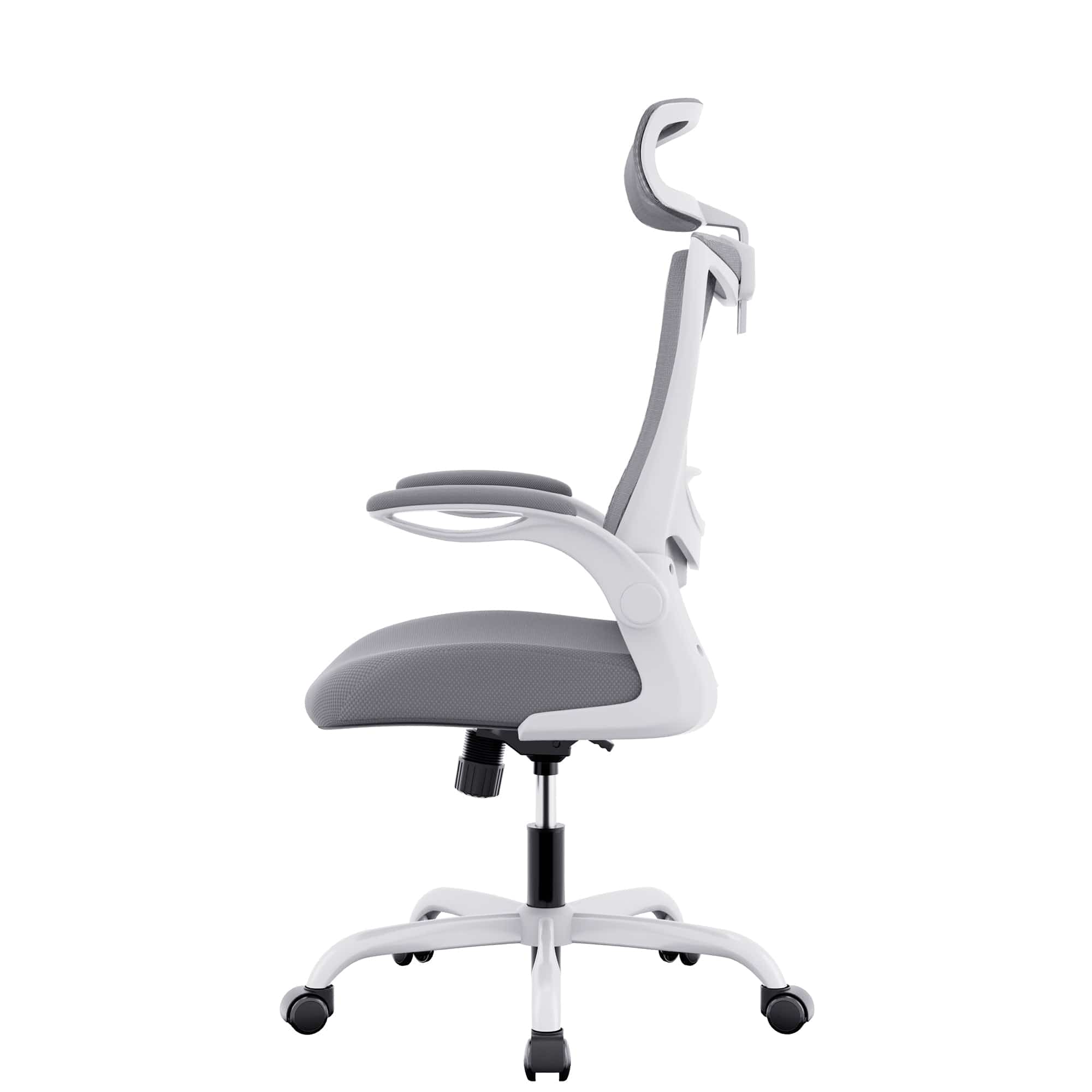 MONA Ergonomic High Back Flipped Armrest Task Chair In Grey/Black