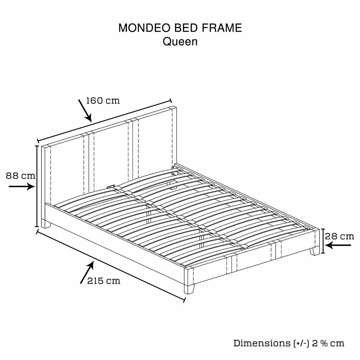 Bedroom Mondeo PU Leather Queen Black Bed