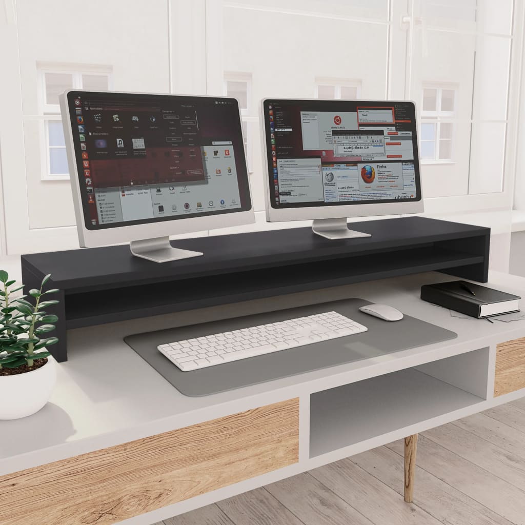 Monitor Stand Grey 100x24x13 cm Chipboard