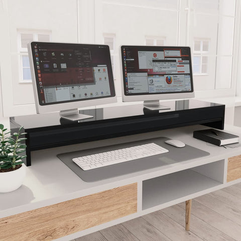 Monitor Stand High Gloss Black 100x24x13 cm Chipboard