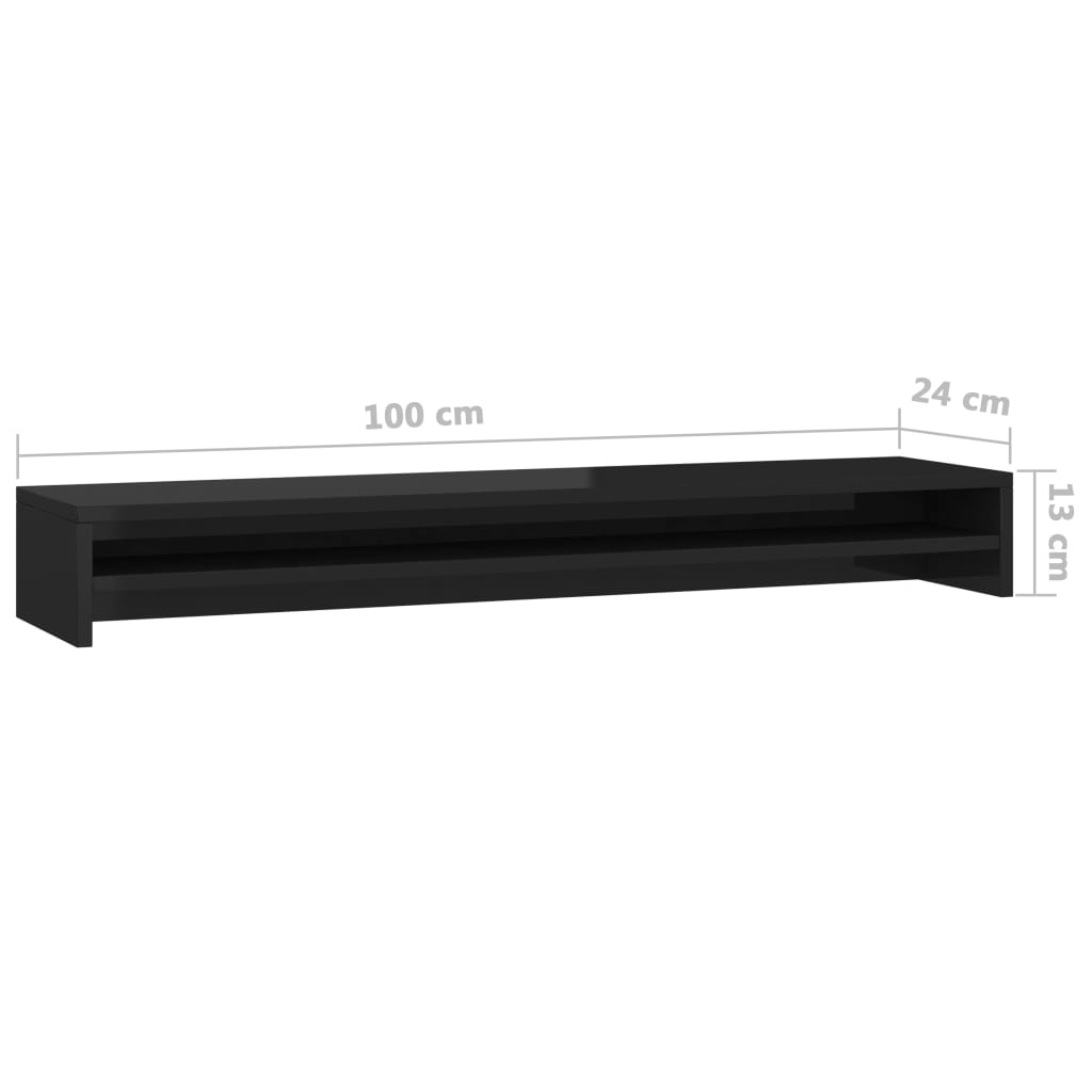 Monitor Stand High Gloss Black 100x24x13 cm Chipboard