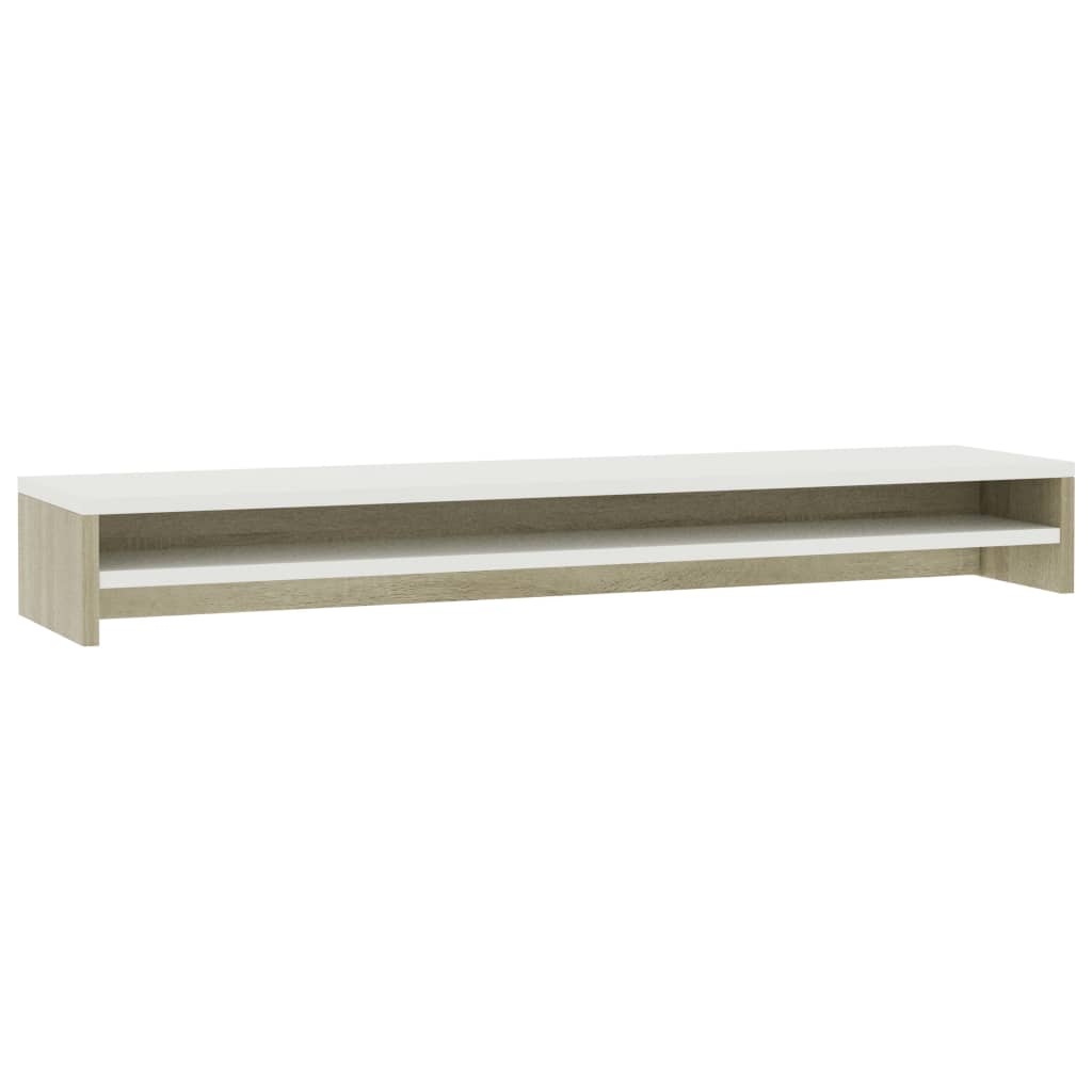 Monitor Stand White and Sonoma Oak 100x24x13 cm Chipboard