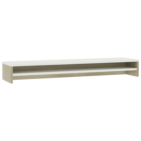 Monitor Stand White and Sonoma Oak  Chipboard