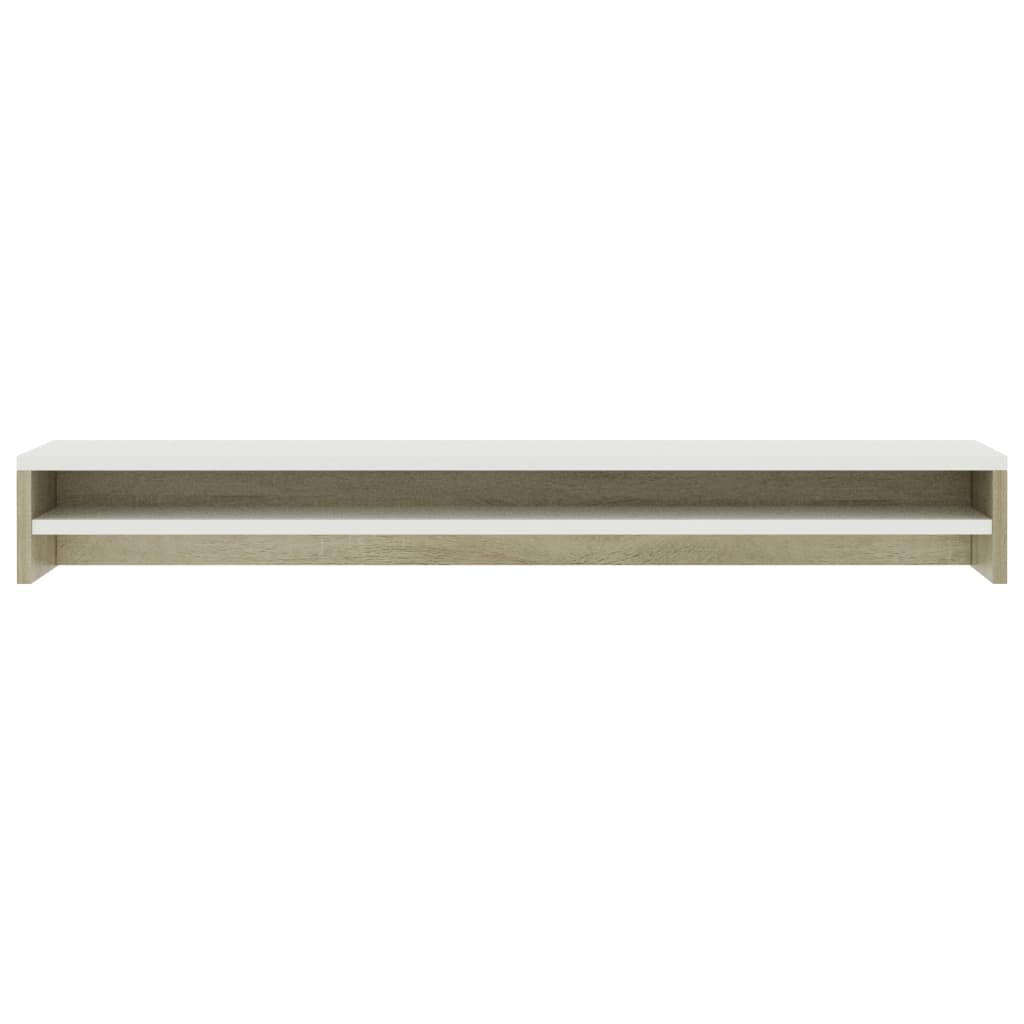 Monitor Stand White and Sonoma Oak 100x24x13 cm Chipboard