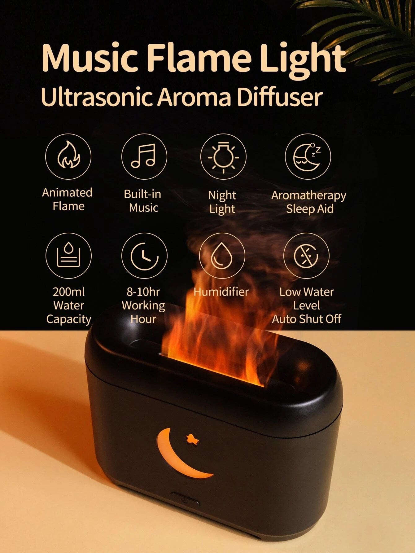 Moon & Star Design Oil humidifier Diffuser With Music