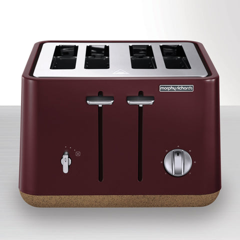 Morphy Richards Aspect 4-Slice Toaster - Maroon with Cork-Effect Trim