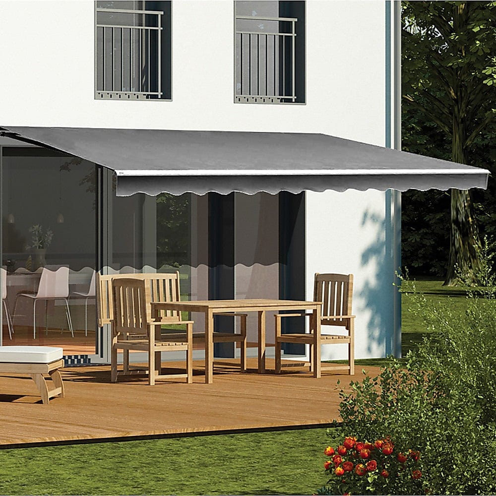 Motorised Outdoor Folding Arm Awning Retractable Sunshade Grey