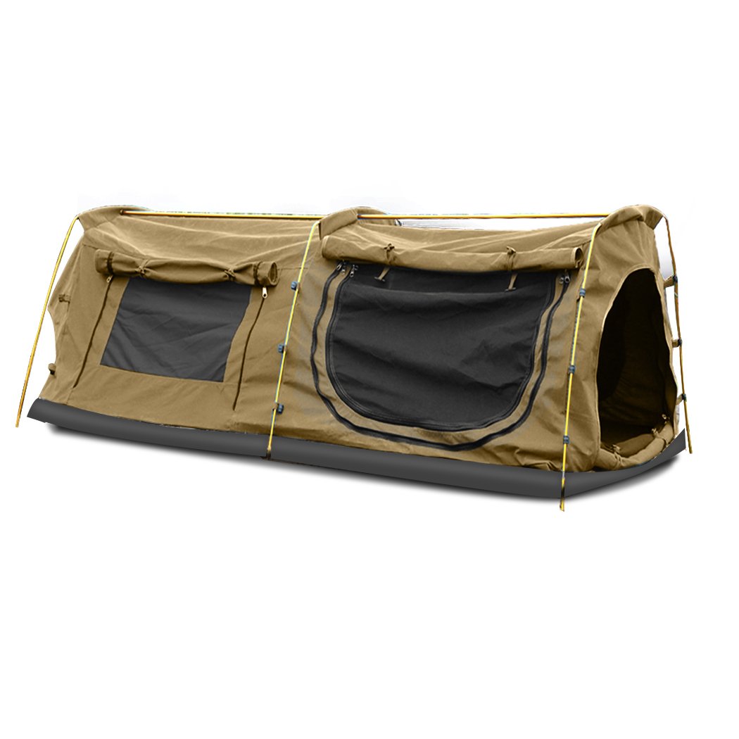 camping / hiking Mountview Double King Swag Camping Swags Canvas Dome Tent Hiking Mattress Khaki