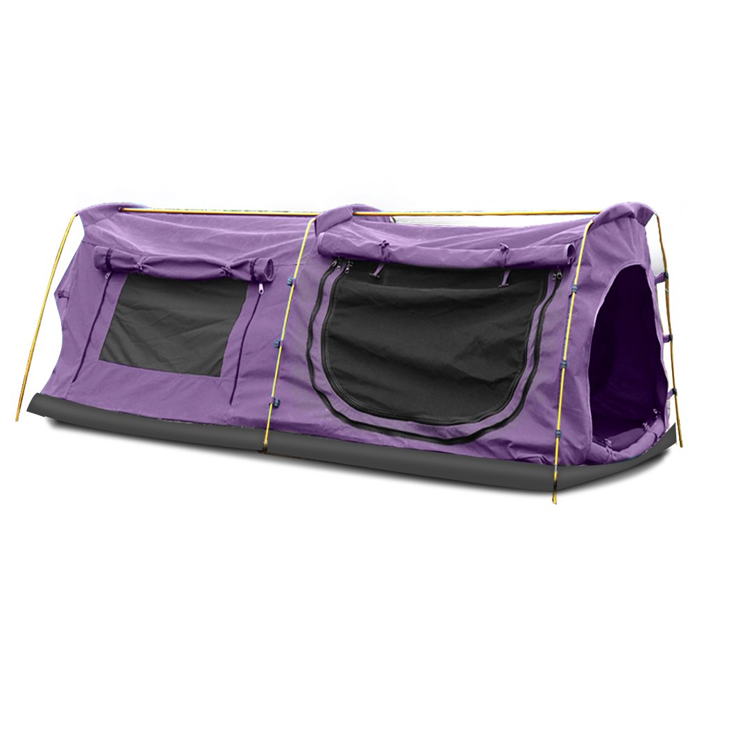 camping / hiking Mountview Double King Swag Camping Swags Canvas Dome Tent Hiking Mattress Purple