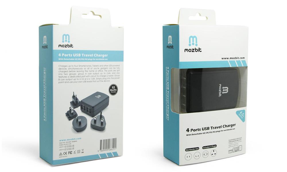 Battery Chargers & Power Mozbit 4.5A 4-Port USB Travel Wall Charger