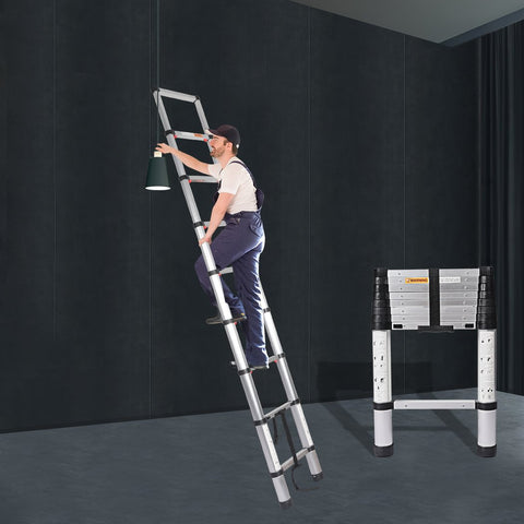 Multipurpose Ladder Telescopic Aluminum One Button Retraction Slow Down 2.6M