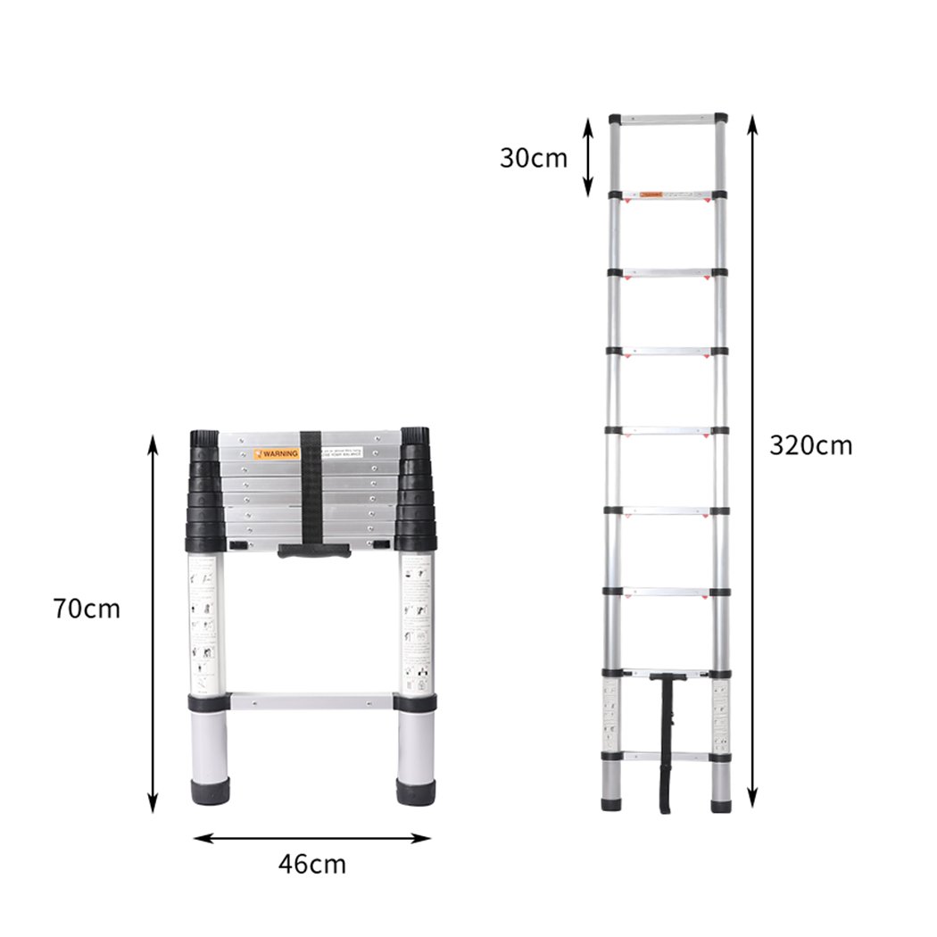 Tools & Accessories Multipurpose Ladder Telescopic Aluminum One Button Retraction Slow Down 2.6M