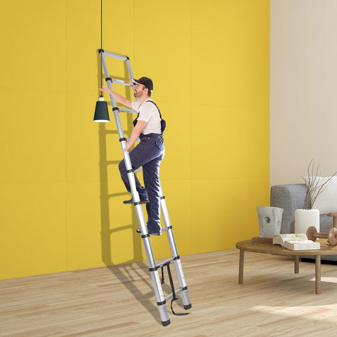 Tools & Accessories Multipurpose Ladder Telescopic Aluminum One Button Retraction Slow Down 2.6M