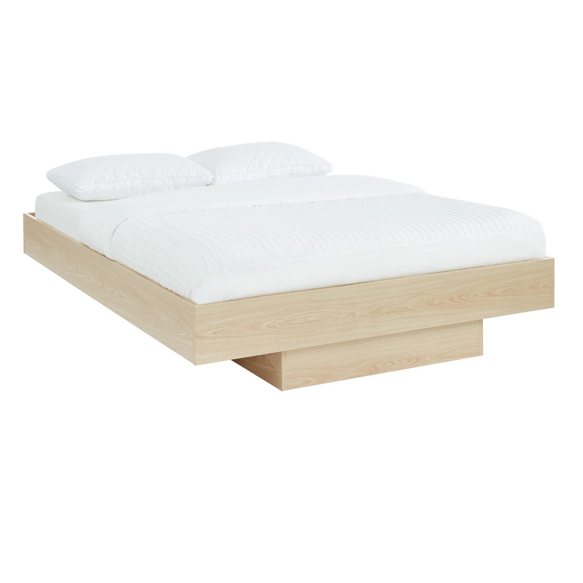 Furniture > Bedroom Natural Oak Wood Floating Bed Base Double
