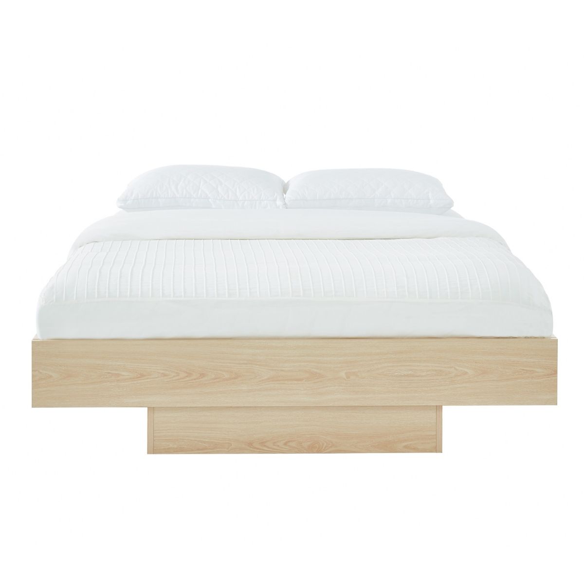 Furniture > Bedroom Natural Oak Wood Floating Bed Base Double