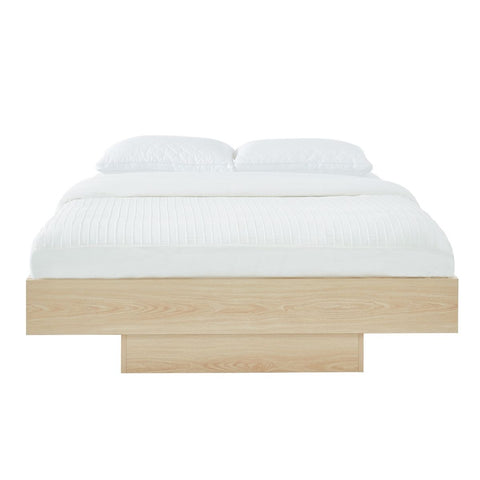 Furniture > Bedroom Natural Oak Wood Floating Bed Base Double