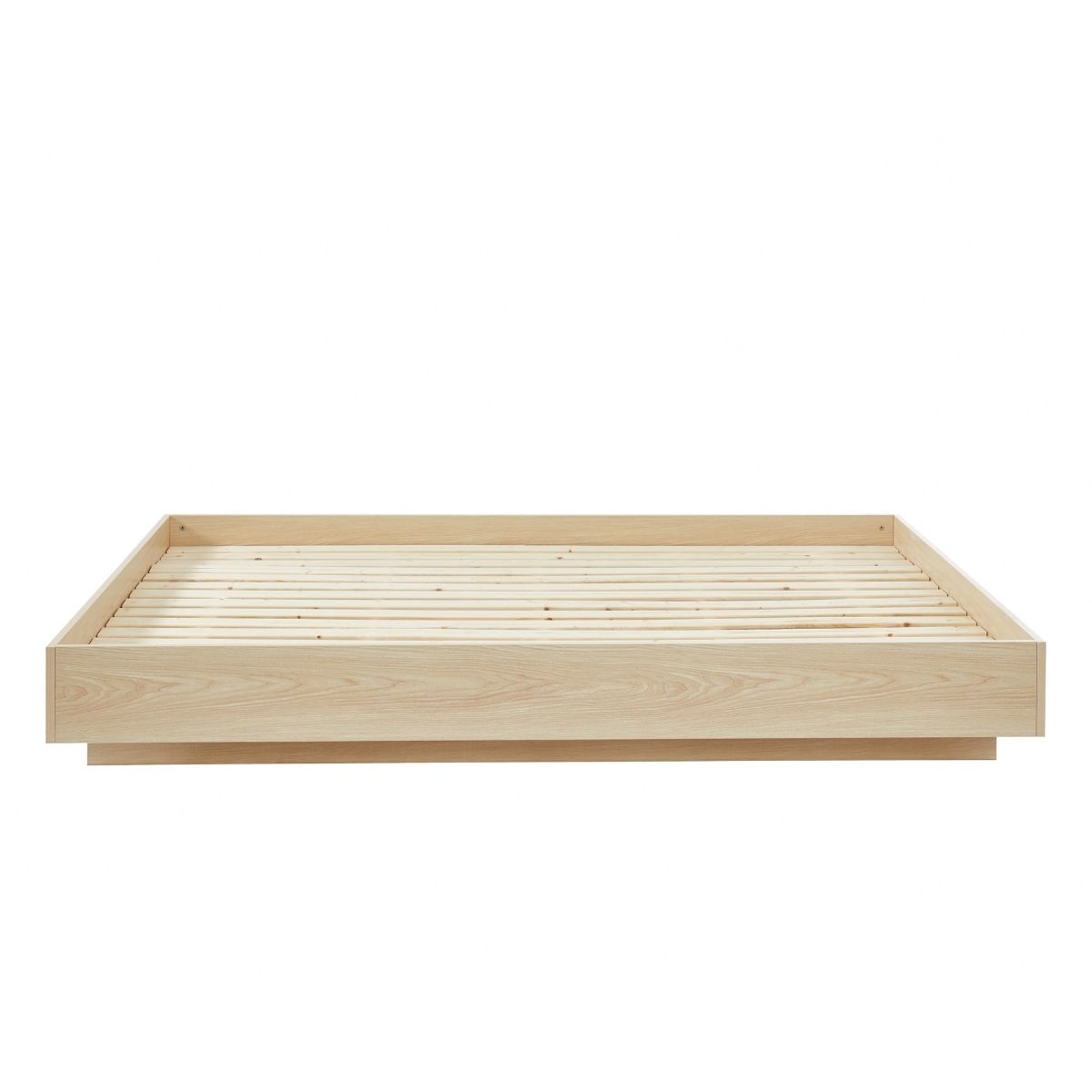 Furniture > Bedroom Natural Oak Wood Floating Bed Base Double