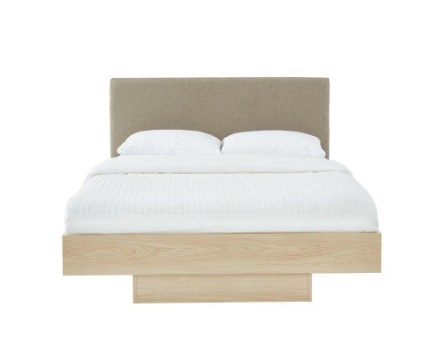 Natural Oak Wood Floating Bed Frame King