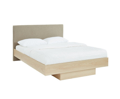 Natural Oak Wood Floating Bed Frame King